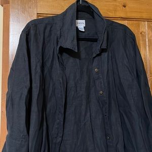 100% Linen Black Button Down Shirt